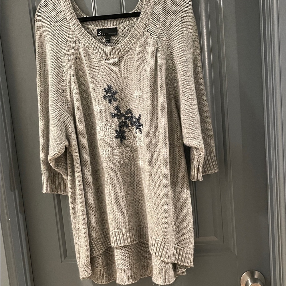 Lane Bryant Beige Sweater with Snowflake Pattern